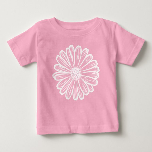 Schöne Daisy-Blume, Halftone Illustration Baby T-shirt (Vorderseite)
