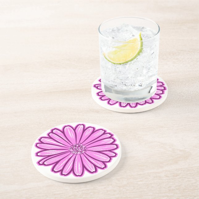 Schöne Daisy-Blume, Halftone Illustration Getränkeuntersetzer (Seite)