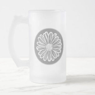 Schöne Daisy-Blume, Halftone Illustration Mattglas Bierglas