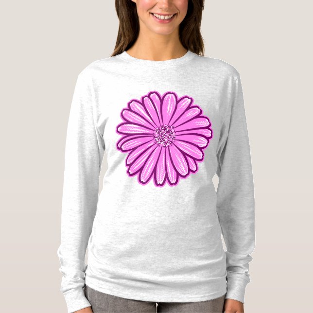 Schöne Daisy-Blume, Halftone Illustration T-Shirt (Vorderseite)