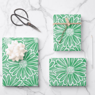 Schöne Daisy-Blume Halftone-Lichtdarstellung Geschenkpapier Set