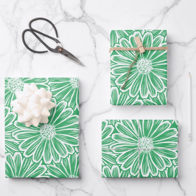Schöne Daisy-Blume Halftone-Lichtdarstellung Geschenkpapier Set (Vorderseite)