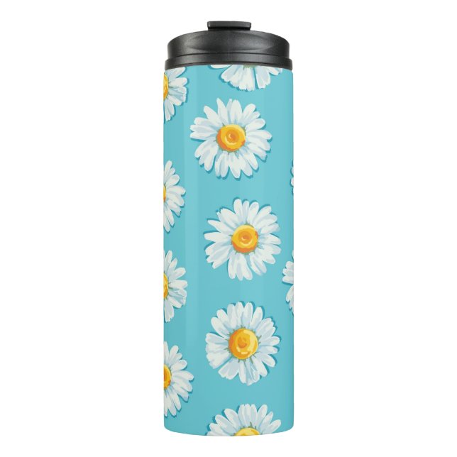 Schöne daisy Blume nahtlos Muster Thermosbecher (Vorderseite)
