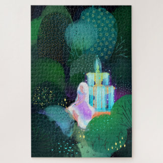 Schöne Dame am Gartenbrunnen Puzzle