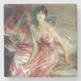Schöne Dame in rosa Kleid (Giovanni Boldini) Steinuntersetzer