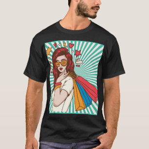 Schöne Dame mit Einkaufstasche T-Shirt