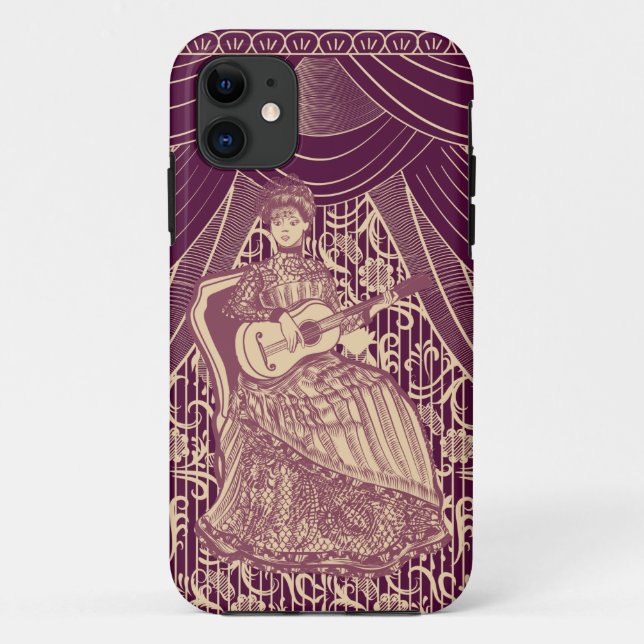 Schöne Dame mit Gitarre Case-Mate iPhone Hülle (Rückseite)
