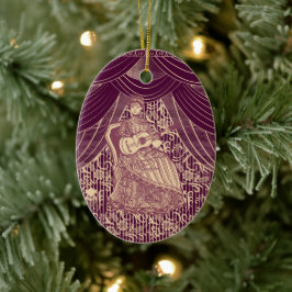 Schöne Dame mit Gitarre Keramik Ornament