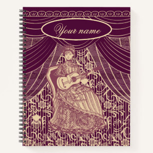 Schöne Dame mit Gitarre Notizbuch