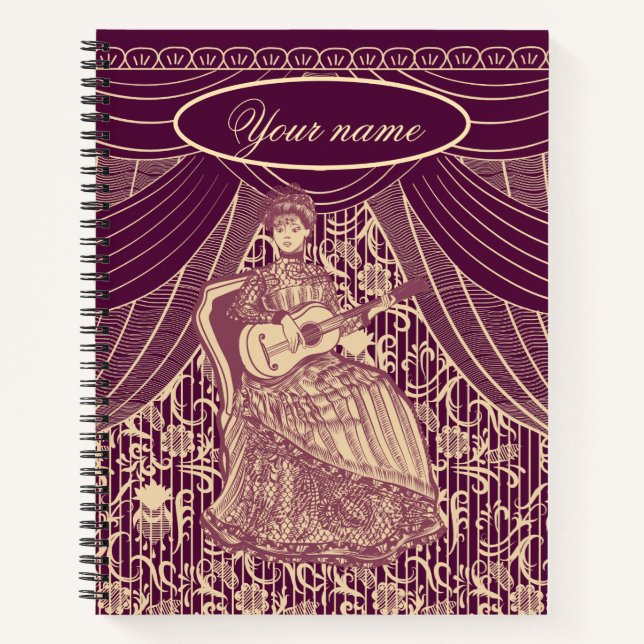 Schöne Dame mit Gitarre Notizbuch (Vorderseite)