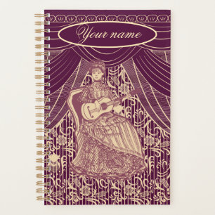 Schöne Dame mit Gitarre Planer