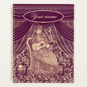 Schöne Dame mit Gitarre Planer