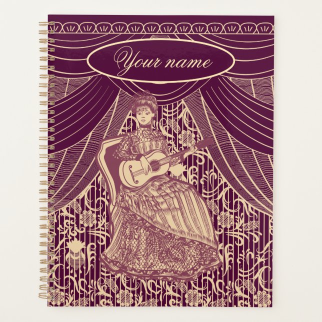 Schöne Dame mit Gitarre Planer (Vorderseite)
