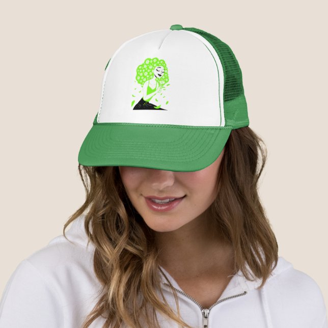 Schöne Dame mit Rose Truckerkappe (Beispiel)