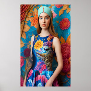 Schöne Dame mit Tattoo Poster