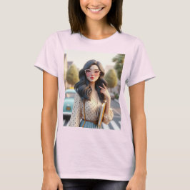 Schöne Dame mit Wavy Hair 3 T-Shirt