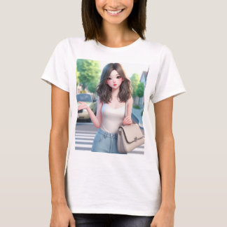 Schöne Dame mit Wavy Hair 4 T-Shirt