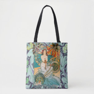 Schöne Dame und Blumenkunst Nouveau Taschen-Tasch