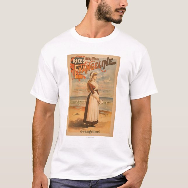 Schöne das Evangeline des Reises Frau in Ozean T-Shirt (Vorderseite)