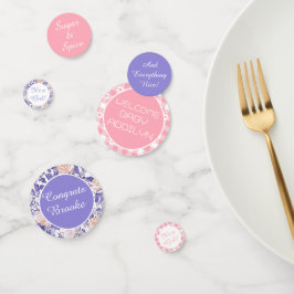 Schöne Dekoration mit Babydusche Konfetti