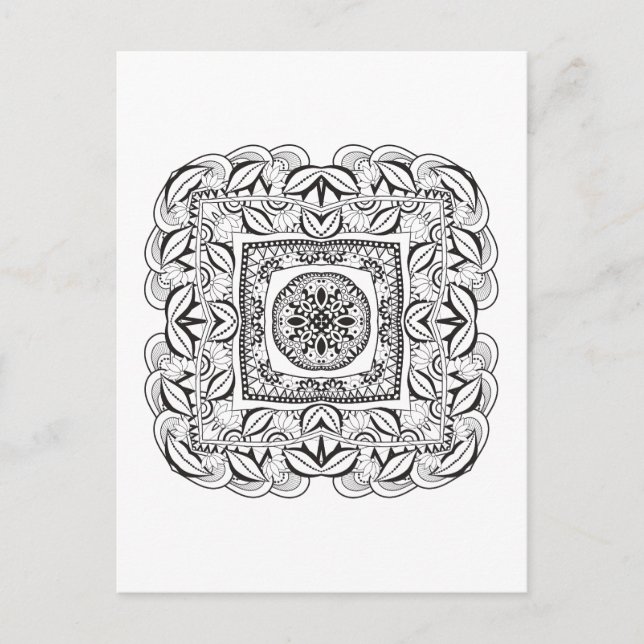 Schöne Dekorative Square Doodle Postkarte (Vorderseite)