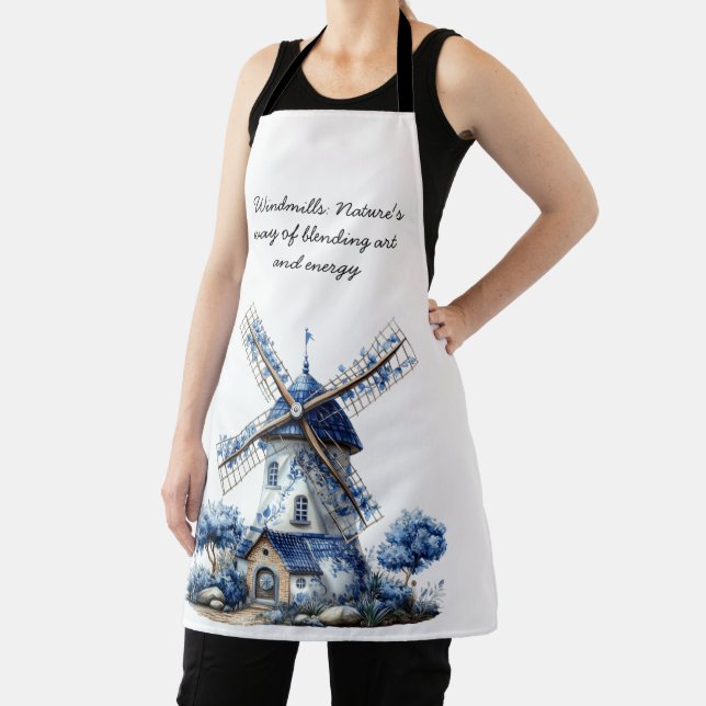 Schöne Delfter Blau Wasserfarben-Windmühle Schürze (InSitu)