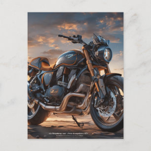 Schöne detaillierte komplizierte Vintage-Motorrad Postkarte
