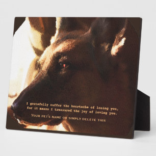 Schöne Deutsche Schäferhund-Haustier-Gedenktafel Fotoplatte