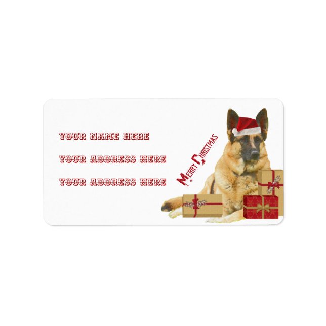 Schöne deutsche Shepherd Holiday Address Labels Adressaufkleber (Vorne)