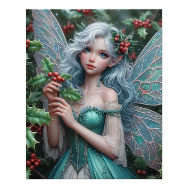 Schöne Dezember Fairy in Holly Poster (Vorderseite)
