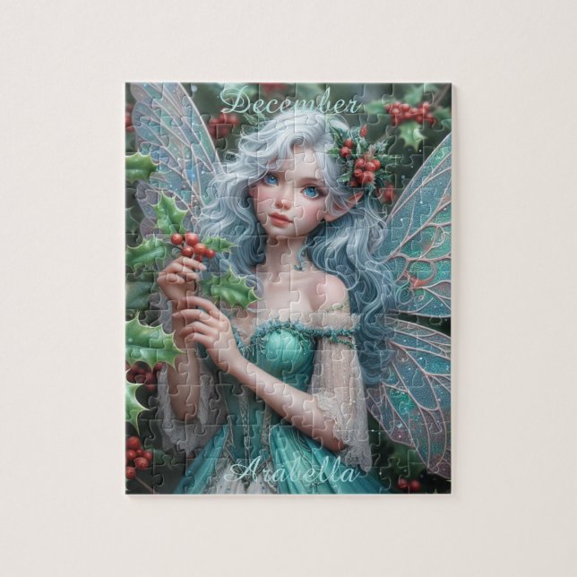 Schöne Dezember Fairy in Holly Puzzle (Vertikal)