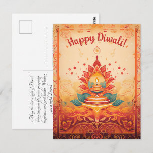 Schöne Diya Lampe Diwali Postkarte