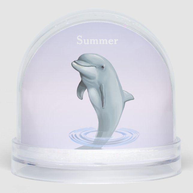 Schöne Dolphin auf Light Blue Personalisiert Schneekugeln (Vorderseite)