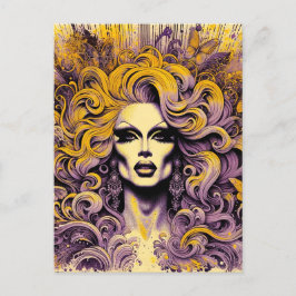 Schöne Drag Queen Lila Yellow Butterfly Postkarte