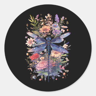 Schöne Dragonfly Kunst, Dichtung und Musik Runder Aufkleber