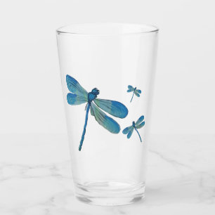 Schöne Dragonfly Rosa Blume Original Kunst Glas