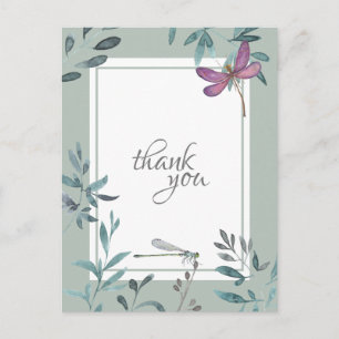Schöne Dragonfly und Gartengrün Danke Postkarte