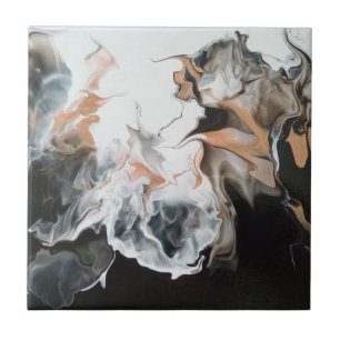 Schöne, dramatische, abstrakte Schwarz/Gold-Kunst Fliese