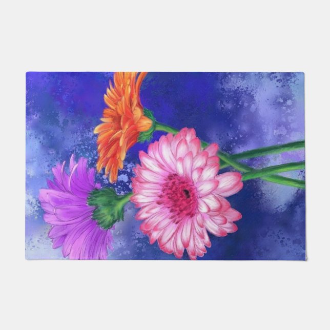 Schöne Drei Farben Gerberas Doormat Malerei Fußmatte (Vorderseite)