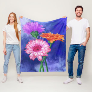 Schöne Drei-Farben-Gerberas - Migned Art Gezeichn Fleecedecke