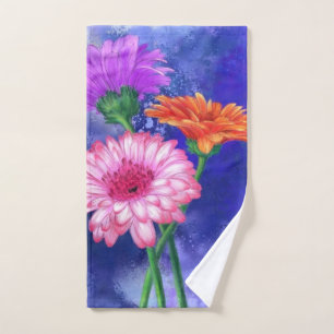 Schöne Drei-Farben-Gerberas - Migned Art Gezeichne Badhandtuch Set