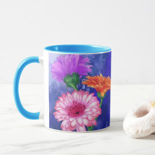 Schöne Drei-Farben-Gerberas-Tasse - Malerei Tasse