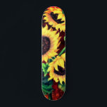 Schöne Drei Sonnenblumen - Gemälde Kunst Skateboard<br><div class="desc">Schöne drei Sonnenblumen</div>