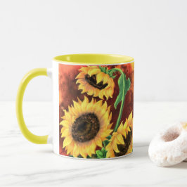 Schöne Drei Sonnenblumen - Malerei Art - Tasse