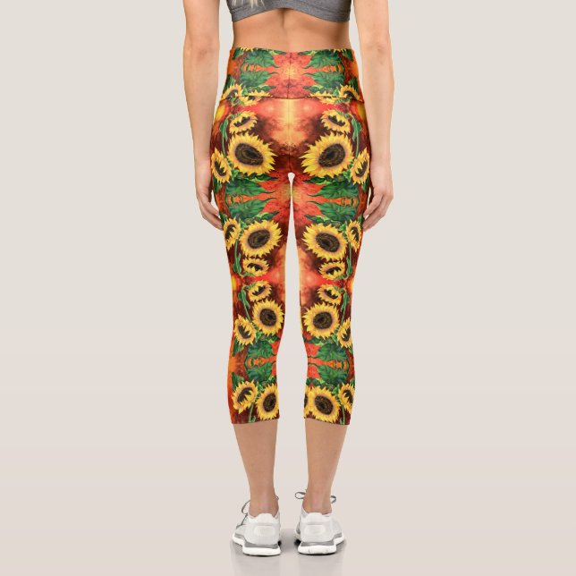 Schöne Drei Sonnenblumen - Migne Malerei - Capri Leggings (Rückseite)