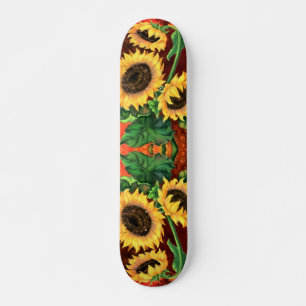 Schöne Drei Sonnenblumen Skateboard - Malerei