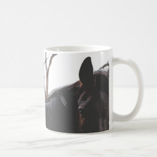 Schöne dunkle Pferde Tiere Kaffee Tasse