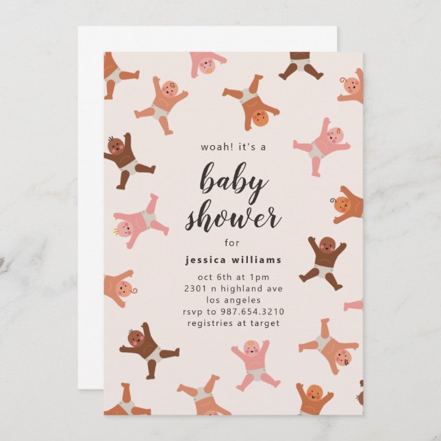 Schöne Dusche des Babys Geschlecht neutral Einladung (Vorne/Hinten)