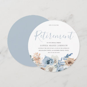 Schöne Dusty Blue Boho Rentirement Celebration Einladung