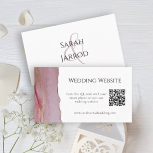 Schöne Dusty Pink QR Wedding Website Card Visitenkarte